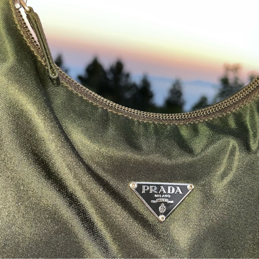 Prada: Tessuto Nylon Shoulder Bag (Dark Green) - Picture 5 of 17